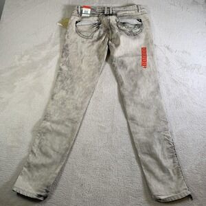 Apple Bottoms Inez Slashed Skinny Jeans Juniors 9/10 Gray Acid Wash Distressed